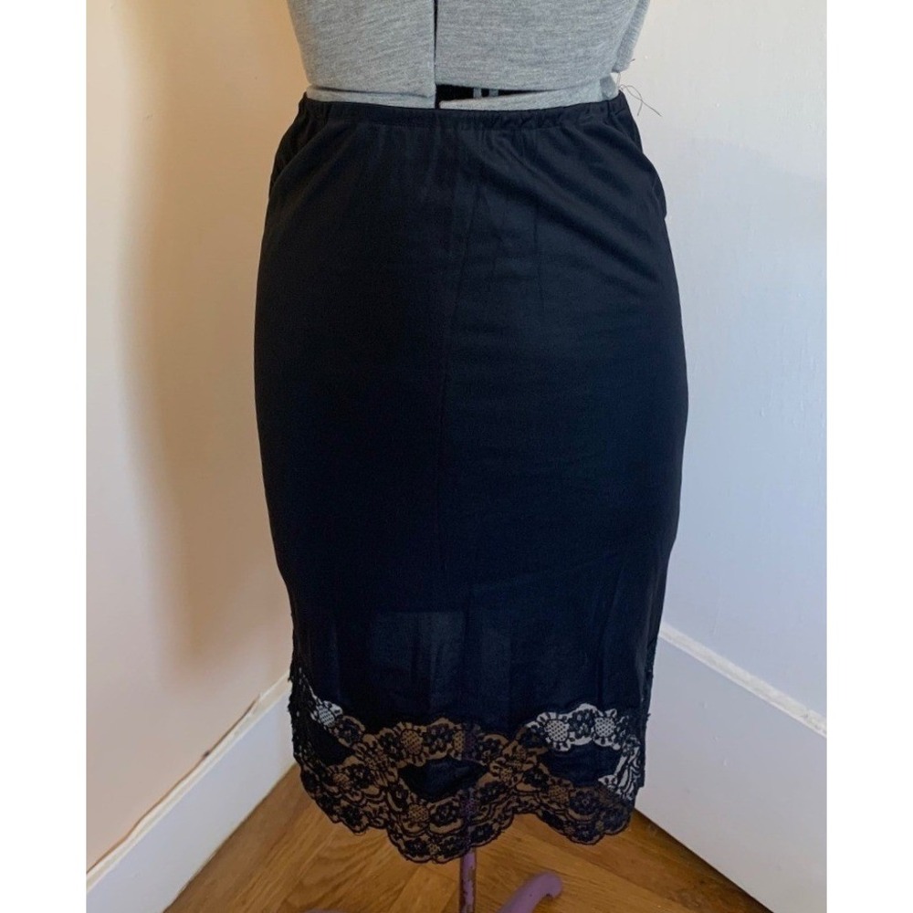 Vintage Van Raalte Suavette Black Nylon Half Slip Lace Hem Small Made in USA - Picture 1 of 7